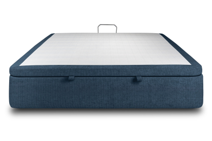 Sommier Coffre 180x200 cm - Toile nattée  - Bleu océan