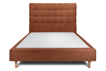 Lit 160x200 cm - Sommier tapissier H35 cm + tête de lit capitonnée - Tissu Bouclette Terracotta