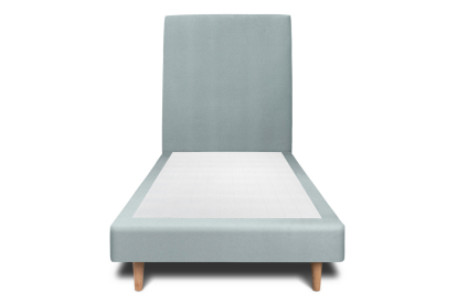 Lit 90x190 cm - Sommier tapissier H29 cm + tête de lit tapissée - Tissu Velours Gris Bleuté