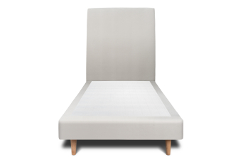 Lit 90x190 cm - Sommier tapissier H29 cm + tête de lit tapissée - Tissu Velours Gris Clair