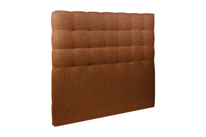 Lit coffre 160x200 cm avec Tête de lit capitonnée - Tissu Bouclette Terracotta