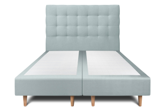 Lit 2x 80x200 cm - Sommier tapissier H35 cm + tête de lit capitonnée - Tissu Velours Gris Bleuté