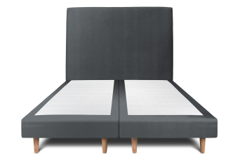 Lit 2x 80x200 cm - Sommier tapissier H29 cm + tête de lit tapissée - Tissu Velours Gris Anthracite