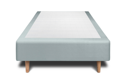 Lit 90x190 cm - Sommier tapissier H35 cm + tête de lit capitonnée - Tissu Velours Gris Bleuté