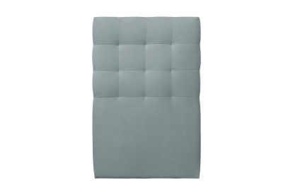 Lit 90x190 cm - Sommier tapissier H35 cm + tête de lit capitonnée - Tissu Velours Gris Bleuté