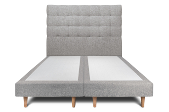 Lit 2x 100x200 cm - Sommier tapissier H29 cm + tête de lit capitonnée - Tissu Bouclette Gris