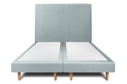 Lit 2x 80x200 cm - Sommier tapissier H29 cm + tête de lit tapissée - Tissu Velours Gris Bleuté