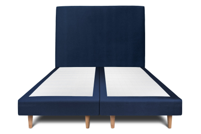 Lit 2x 80x200 cm - Sommier tapissier H29 cm + tête de lit tapissée - Tissu Velours Bleu Océan