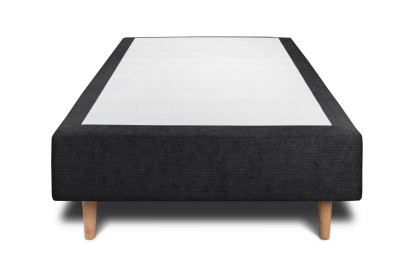 Lit 90x190 cm - Sommier tapissier H35 cm + tête de lit tapissée - Tissu Toile natté Noir