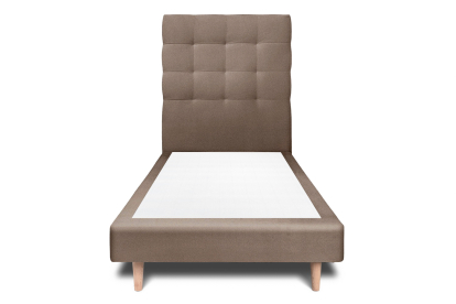 Lit 90x200 cm - Sommier tapissier H29 cm + tête de lit capitonnée - Tissu Velours Taupe