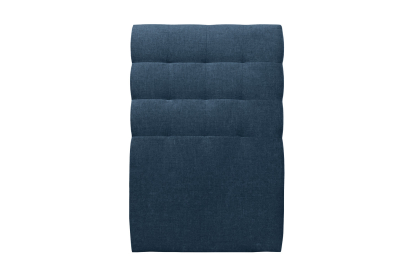 Lit 90x200 cm - Sommier tapissier H29 cm + tête de lit capitonnée - Tissu Toile natté Bleu Océan