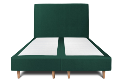 Lit 2x 80x200 cm - Sommier tapissier H35 cm + tête de lit tapissée - Tissu Velours Vert