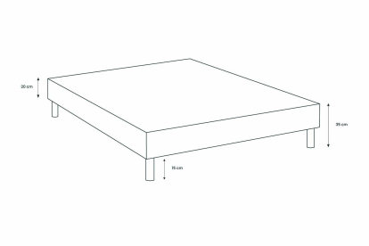 Lit 140x190 cm - Sommier tapissier H35 cm + tête de lit capitonnée - Tissu Toile natté Gris Anthracite