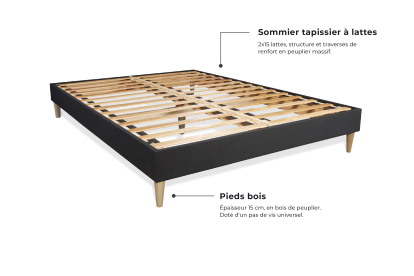 Sommier Tapissier à Lattes 180x200 cm - En kit à monter soi-même