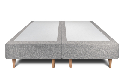 Lit 2x 100x200 cm - Sommier tapissier H35 cm + tête de lit tapissée - Tissu Bouclette Gris