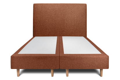 Lit 2x 100x200 cm - Sommier tapissier H35 cm + tête de lit tapissée - Tissu Bouclette Terracotta