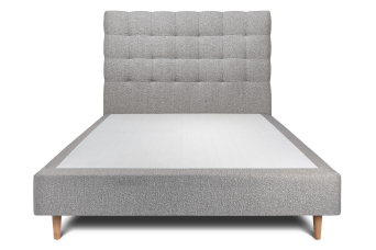 Lit 140x190 cm - Sommier tapissier H35 cm + tête de lit capitonnée - Tissu Bouclette Gris