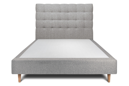 Lit 140x190 cm - Sommier tapissier H35 cm + tête de lit capitonnée - Tissu Bouclette Gris