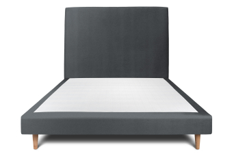Lit 140x190 cm - Sommier tapissier H29 cm + tête de lit tapissée - Tissu Velours Gris Anthracite