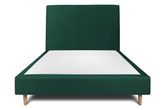 Lit 140x190 cm - Sommier tapissier H35 cm + tête de lit tapissée - Tissu Velours Vert