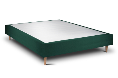 Lit 160x200 cm - Sommier tapissier H35 cm + tête de lit capitonnée - Tissu Velours Vert