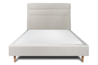 Lit 140x200 cm - Sommier tapissier H35 cm + tête de lit à lignes - Tissu Velours Gris Clair