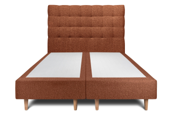 Lit 2x 100x200 cm - Sommier tapissier H35 cm + tête de lit capitonnée - Tissu Bouclette Terracotta