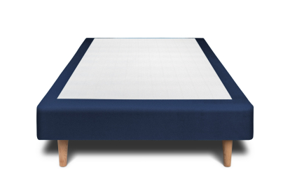 Lit 90x190 cm - Sommier tapissier H29 cm + tête de lit capitonnée - Tissu Velours Bleu Océan