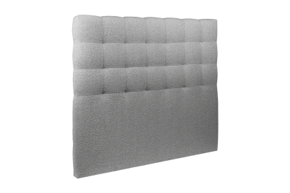 Lit 140x200 cm - Sommier tapissier H29 cm + tête de lit capitonnée - Tissu Bouclette Gris