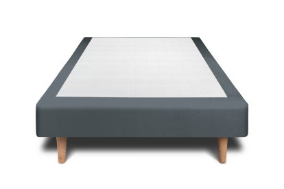 Lit 90x200 cm - Sommier tapissier H29 cm + tête de lit à lignes - Tissu Velours Gris Anthracite