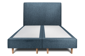 Lit 2x 80x200 cm - Sommier tapissier H35 cm + tête de lit tapissée - Tissu Bouclette Bleu
