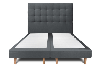 Lit 2x 90x200 cm - Sommier tapissier H29 cm + tête de lit capitonnée - Tissu Velours Gris Anthracite