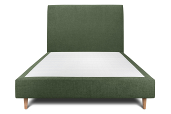 Lit 160x200 cm - Sommier tapissier H35 cm + tête de lit tapissée - Tissu Toile natté Vert Kaki