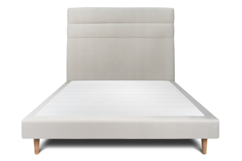Lit 140x190 cm - Sommier tapissier H29 cm + tête de lit à lignes - Tissu Velours Gris Clair