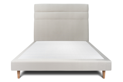 Lit 140x190 cm - Sommier tapissier H29 cm + tête de lit à lignes - Tissu Velours Gris Clair