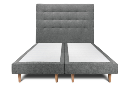 Lit 2x 80x200 cm - Sommier tapissier H29 cm + tête de lit capitonnée - Tissu Toile natté Gris Anthracite