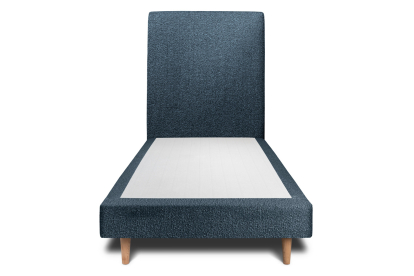 Lit 90x190 cm - Sommier tapissier H29 cm + tête de lit tapissée - Tissu Bouclette Bleu