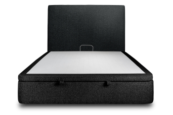 Lit coffre 180x200 cm avec Tête de lit tapissée - Tissu Bouclette Noir