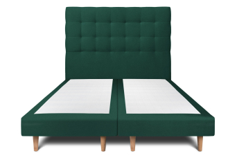 Lit 2x 100x200 cm - Sommier tapissier H29 cm + tête de lit capitonnée - Tissu Velours Vert