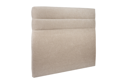 Lit 2x 80x200 cm - Sommier tapissier H35 cm + tête de lit à lignes - Tissu Toile natté Beige Brun