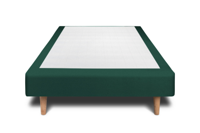 Lit 90x190 cm - Sommier tapissier H29 cm + tête de lit tapissée - Tissu Velours Vert