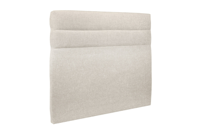 Lit 160x200 cm - Sommier à lattes H29 cm + tête de lit à lignes - Tissu Toile natté Beige Clair