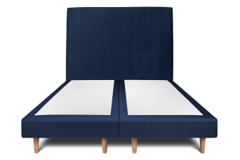Lit 2x 100x200 cm - Sommier tapissier H29 cm + tête de lit tapissée - Tissu Velours Bleu Océan
