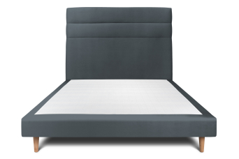 Lit 140x200 cm - Sommier tapissier H29 cm + tête de lit à lignes - Tissu Velours Gris Anthracite