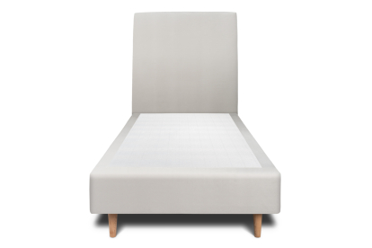 Lit 90x190 cm - Sommier tapissier H35 cm + tête de lit tapissée - Tissu Velours Gris Clair