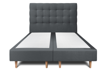Lit 2x 100x200 cm - Sommier tapissier H35 cm + tête de lit capitonnée - Tissu Velours Gris Anthracite