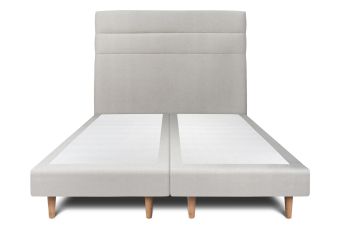 Lit 2x 90x200 cm - Sommier tapissier H29 cm + tête de lit à lignes - Tissu Velours Gris Clair
