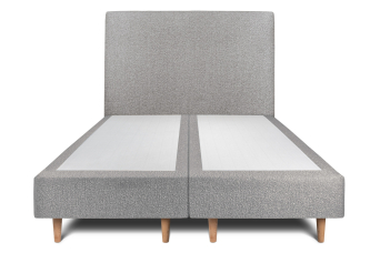 Lit 2x 80x200 cm - Sommier tapissier H35 cm + tête de lit tapissée - Tissu Bouclette Gris