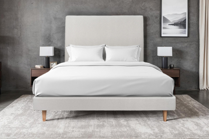 Sommier Tapissier 140x190 cm - H29 cm - Velours - Gris clair