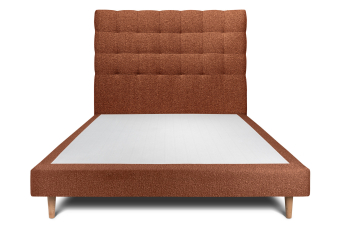 Lit 140x190 cm - Sommier tapissier H29 cm + tête de lit capitonnée - Tissu Bouclette Terracotta